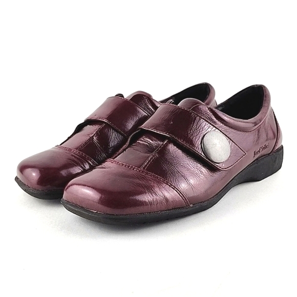 Joseph Seibel Burgundy Patent Leather Strap Slip On  Walking Work Shoes Size 39 - Picture 3 of 16
